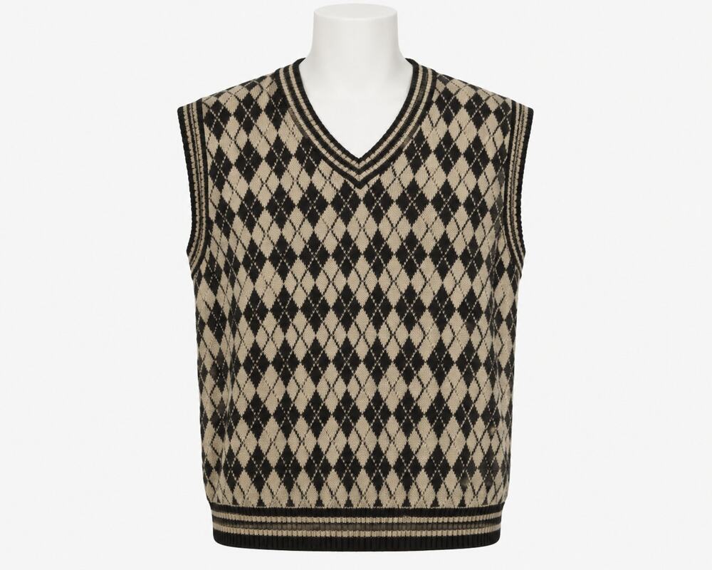 J Riggins Argyle Sweater Vest Green Beige Cotton Preppy Golf Mens XXL